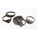 Six Mixed Ancient Bronze Rings. C, 1st-17th century. Various styles including a Roman key ring and