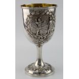 Silver shooting Prize Cup/Goblet, with shooting scene on front, hallmarked HH(Hyam Hyam) London