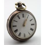 Silver Pair cased pocket watch. Both cases hallmarked Birmingham 1838, total diameter approx