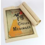 Cycling interest. Two cycling posters, circa early 20th Century (?), comprising 'Cycles Medinger,