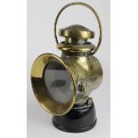 Lucas King of the Road brass & black laquered lamp (no. 722), height (sold as seen), height 31cm