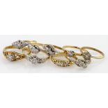 Mixed lot of 18ct Gold Diamond set Rings weight 23.4g