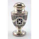 Well made Georgian style silver sugar caster, locks well and has a shaped blue liner. Hallmarked for