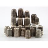 Twenty silver hallmarked thimbles, includes Charles Horner examples, weight 85g approx.