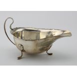 Large silver sauceboat (tiny repair to split on edge and possible repair to handle) hallmarked