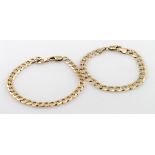 Two 9ct yellow gold filled curb bracelets, weight 2.6g and 4.7g