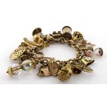 9ct Gold Charm Bracelet weight 78.4g