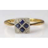 18ct Gold Sapphire and Diamond Ring size M weight 2.0g