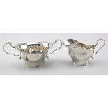 Art Nouveau period silver cream jug & sugar bowl hallmarked for Jones & Crompton, Birmingham, 1901