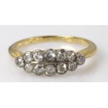 18ct yellow gold diamond twelve stone ring, finger size R, weight 4.0g