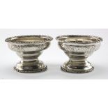 Two large matching silver open salts, both London, one Georgian (1771) & one Victorian with very