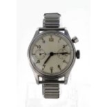 Gents stainless steel cased Lemania Fleet Air Arm Pilot's chronograph wristwatch circa 1946. Back of