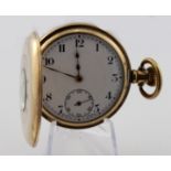 Gents gold plated half hunter pocket watch in the Dennison "Star" case, the white dial with black