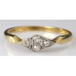 18ct yellow gold diamond set cluster ring, finger size O, weight 1.8g