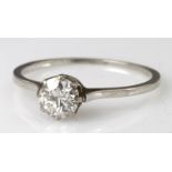 Platinum Solitaire Diamond approx. 0.50ct weight size O weight 1.9g