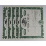 USA. Art Union of Ireland. unissued share certificates (5), all 192-, incorporated under the laws of