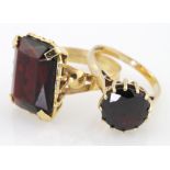 Two 9ct garnet dress rings, weight 8.7g