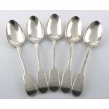 Five Victorian silver dessert spoons, hallmarked 'Henry & Henry John Lias, London 1852', weight 245g