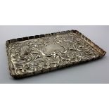 Silver tray, with ornate bird & foliate decoration, hallmarked 'WG (?), London 1901, 18cm x 26.5cm