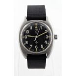 CWC Military issue manual wind Wristwatch, the black circular dial with arabic numerals, marked on