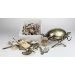 Mixed silver, white metal & silver plate, including large silver annointing spoon (hallmarked 'Baker