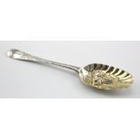 George II Hanoverian pattern silver tablespoon (later berried) London 1727. Maker is too worn to