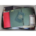 Ephemera. A box of mostly ephemera, including greetings cards, atlas, Royalty related, newspapers,
