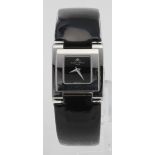 Ladies Baume & Mercier wristwatch, ref 65344, stainless steel case with a black dial on its original