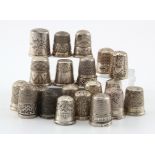 Twenty silver hallmarked thimbles (one stamped '925'), includes a Charles Horner example, weight 79g