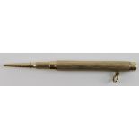 Sampson Mordan engine turned 9ct gold propelling pencil. Hallmarked London 1937, total weight 30.4g