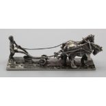 Silver miniature ploughing scene model hallmarked T.C.J. London, 1976. No'd. 55/500 (obviously a
