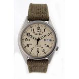 Gents Seiko military style automatic wristwatch, the cream dial with white arabic numerals with