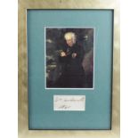 William Wordsworth. An original William Wordsworth signature, dated 1840, mounted with a portrait,