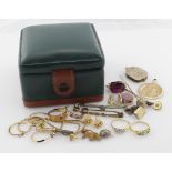 Small jewellery box containing a selection of 9ct/15ct/18ct rings along with an assorment of other