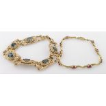 Two 9ct Gold stone set Bracelets weight 21.5g