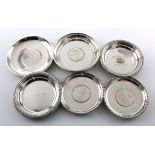 Six small silver ashtrays/pin trays (all marked either Sterling or Silver (one of these marks is