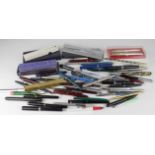Pens. A collection of approximately fifty-five fountain pens, ballpoint pens, pencils, etc.,