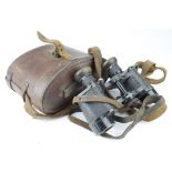 WWI Carl Zeiss Prismatic no. 3 binoculars (no.10639), contained in a contemporary leather case (