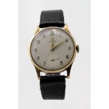 Gents 9ct cased Omega wristwatch circa 1954 (serial number 140380085) the cream dial with gilt