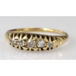 18ct Gold five stone Diamond Ring size M weight 2.8g