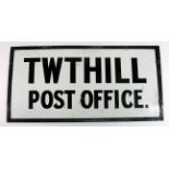 Enamel sign. An original Welsh post office enamel sign for the 'Twthill Post Office', made by '