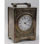 Victorian silver cased miniature carriage clock, hallmarked 'WN, Birmingham 1893' (William Neale),