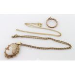9ct cameo pendant and chain, 9ct rose gold coin pendant mount and 18ct fine gold chain, weight 12.