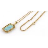 9ct Gold 16 inch fine chain with a 14ct Gold Jade pendant weight 2.6g