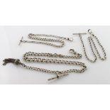 Three silver "T" bar pocket watch chains, total weight 82.2g
