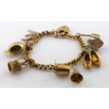 9ct Gold Charm Bracelet weight 37.2g