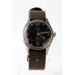 HMT Jawan military issue stainless steel cased wristwatch dial with arabic / dot markers, marked