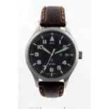 MWC Military issue automatic stainless steel wristwatch, black dial marked MWC with Military