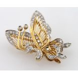 18ct diamond set butterfly brooch set "en tremblant" weight 5.8g