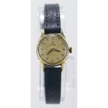 Ladies 14ct cased Omega wristwatch, circa 1956 - 1958. On a later leather strap, watch not working